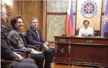  ?? PPA POOL / MARIANNE BERMUDE ?? US SECRETARY OF STATE Antony Blinken (3rd from left) meets with President Ferdinand Marcos, Jr. at the Malacañan Palace for a two-day visit that is set to bolster US-Philippine relations.