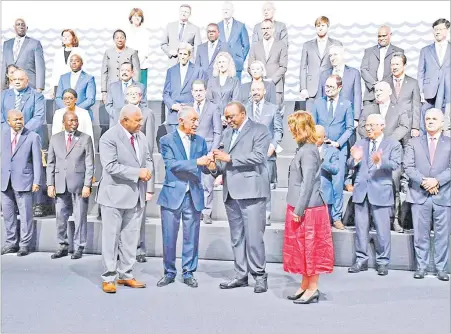  ?? ?? Prime Minister Voreqe Bainimaram­a with world leaders during the Ocean Conference in Portugal. Fiji has reinforced its support for a moratorium on deep sea mining, joining Palau and Samoa.
Picture: FIJIAN GOVERNMENT FACEBOOK PAGE