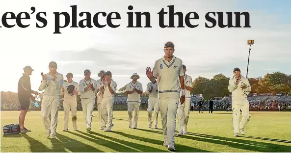  ?? GETTY IMAGES ?? New Zealand seam bowler Tim Southee will relish returning to Hagley Oval in Christchur­ch. Here he is applauded off the ground after the first day of the second test against England in March this year.