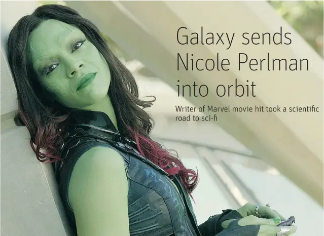  ??  ?? Zoe Saldana stars as Gamora in Marvel’s Guardians Of The Galaxy. Guardians screenwrit­er Nicole Perlman has also been contracted by Marvel to write a new comic book series based on the character.