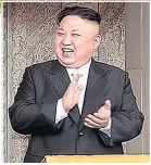  ??  ?? MISSILE Kim applauds rocket launch