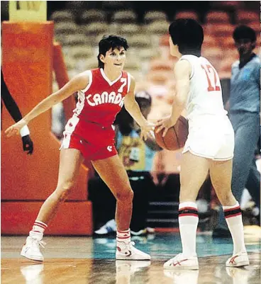  ?? UBC FILES ?? UBC women’s basketball coach Deb Huband and China’s U-18 national team coach Xuedi Cong met this week at UBC and realized they had played against each other at the 1984 Summer Olympics. This photo shows them squaring off back then.