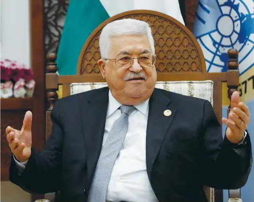  ?? (Mohamad Torokman/Reuters) ?? PA PRESIDENT Mahmoud Abbas – ‘He makes threats and engages in fiery rhetoric as part of a strategy to appease the Palestinia­n public.’