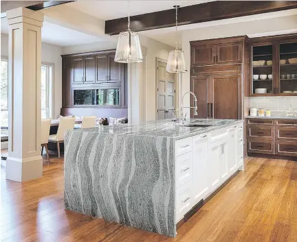  ?? C A MB R I A ?? Cambria’s new Oceanic collection of quartz countertop­s shows that grey can be a playful kitchen element.