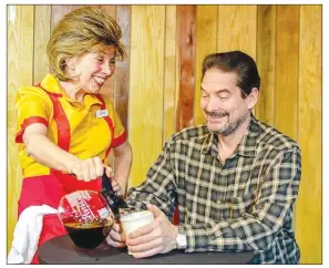  ?? (Courtesy Photo) ?? Terry Vaughan and Tim Gilster, founders of Smokehouse Players, starred in playwright Kent Brown’s “Valentines and Killer Chili” in February 2019 at the Ozark Mountain Smokehouse “Chillin’ Room.”