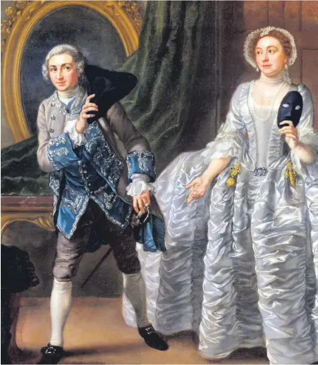  ?? The pair would appear ?? David Garrick and Hannah Pritchard in Benjamin Hoadly’s 1747 play The Suspicious Husband. together later to great acclaim in Whitehead’s The Roman Father