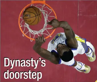  ?? AP PHOTO CARLOS OSORIO, POOL ?? Golden State Warriors' Draymond Green dunks during the second half of Game 3 of basketball's NBA Finals against the Cleveland Cavaliers in Cleveland.