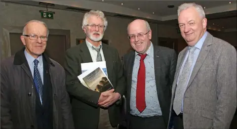  ??  ?? At the Wexford Historical Society meeting for the book launch in the Ferrycarri­g Hotel: Austin O’Sullivan, Bernard Browne, Kevin Whelan and Jarlath Glynn.