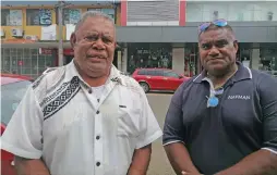  ?? Photo: Mereleki Nai ?? Tomasi Naulumatua, (left), and Rusiate Waqa at Nadi Town.