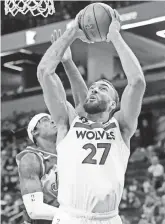  ?? BRUCE KLUCKHOHN/USA TODAY SPORTS ?? The Timberwolv­es’ Rudy Gobert entered the week 2nd in FG percentage.