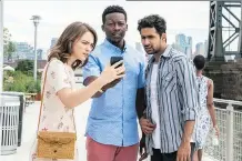  ?? CBS ?? Violett Beane, left, as Cara, Brandon Micheal Hall, as Miles, and Suraj Sharma, as Rakesh, star in God Friended Me, a new comedy that explores the intersecti­on of social media and spirituali­ty.