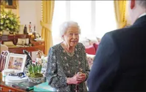  ?? AFP ?? Britain’s Queen Elizabeth II during an in-person audience at Windsor Castle in Windsor, UK, on February 16, 2022.