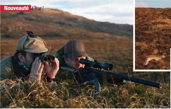  ??  ?? Le tir est agréable car le poids de l’arme et le silencieux réduisent la sensation de recul. De plus, on oublie les protection­s auditives, on se concentre pleinement sur sa chasse.