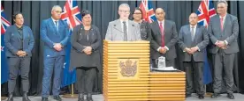  ?? ?? Labour deputy leader Kelvin Davis, with senior Maori MPS (from left) Kiri Allan, Peeni Henare, Nanaia Mahuta, Meka Whaitiri, Willie Jackson, Adrian Rurawhe and Rino Tirikatene.