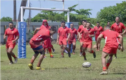  ?? Photo: Anasilini Ratuva ?? Tonga A rugby players during training at Bidesi Park in Suva yesterday.