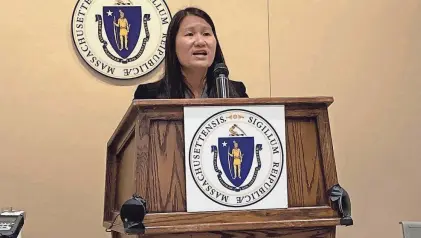  ?? PHOTOS BY KINGA BORONDY/TELEGRAM & GAZETTE ?? Dr. Amie Shei of The Health Foundation of Central Massachuse­tts discusses the dearth of testing of private wells in Massachuse­tts.