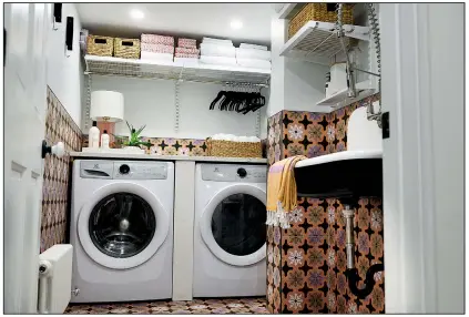  ?? The Washington Post/Courtesy Sarah L. Voisin ?? Jessica Centella and Kiera Kushlan of Residents Understood designed a cool laundry space as part of a total basement renovation, using encaustic porcelain tiles and a farmhouse-style cast-iron sink.