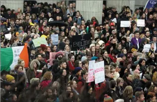  ??  ?? People at the rally outside the GPO in Dublin last Thursday.