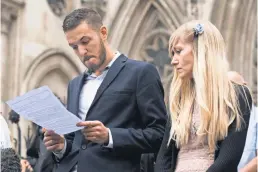  ?? WILL OLIVER, EPA ?? The parents of critically ill baby Charlie Gard, Chris Gard and Connie Yates, deliver a statement outside the High Court in London on Monday. The couple announced that they have abandoned their fivemonth battle for the right for Charlie to undergo...