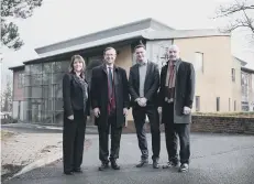  ??  ?? Susan Bell, Durham County Council leader Coun Simon Henig, Waterstons financial director Michael Stirrup and Brian Archer, of Business Durham