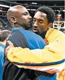  ?? VINCE BUCCI/GETTY-AFP PHOTOS ?? Michael Jordan once called Kobe Bryant “that little Laker boy.” Later on, they described each other as brothers.