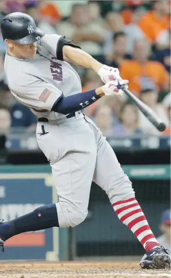  ?? BOB LEVEY/GETTY IMAGES ?? Outfielder Aaron Judge has become a cult hero in his first full season with the New York Yankees, garnering 4.5 million all-star votes for the July 11 all-star game in Miami.