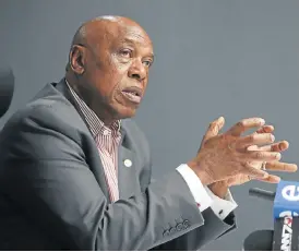  ?? /Alaister Russell ?? Resignatio­n: Tokyo Sexwale talks to journalist­s in Melrose, Johannesbu­rg, on Thursday on the findings of an independen­t investigat­ion into Trillian Capital on issues relating to state capture. Sexwale also announced he was stepping down as Trillian’s...