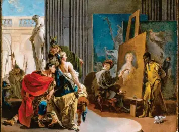  ?? Foto: MMFA Christine Guest ?? Giovanni Battista Tiepolo: „Apelles und Campaspe“, um 1725/1730, Öl auf Leinwand in den Maßen 57 mal 84 Zentimeter. Leihgabe des Museum of Fine Arts in Montreal.