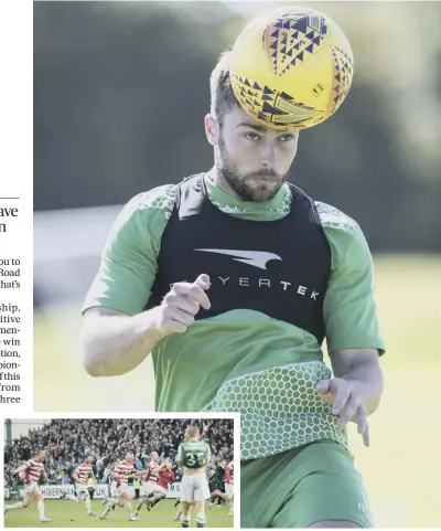  ??  ?? Lewis Stevenson prepares for today’s match against Hamilton. The last time Hibs hosted Accies, the visitors celebrated victory in the Premiershi­p play-off final.