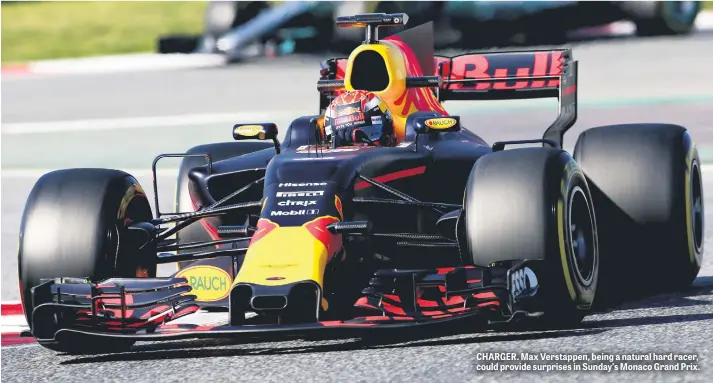 ??  ?? CHARGER. Max Verstappen, being a natural hard racer, could provide surprises in Sunday’s Monaco Grand Prix.