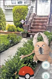  ??  ?? 17TH AVENUE, QUEENS: Pokémon creature Pinsir showed up in the front yard of a registered Level 2 sex offender.