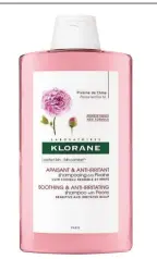  ??  ?? Klorane Soothing Anti-irritating SOS Serum with Peony Klorane Soothing Anti-irritating Shampoo with Peony Klorane Ultra-Gentle Shampoo with Oat Milk