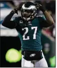  ?? AP/CHRIS SZAGOLA ?? Philadelph­ia Eagles safety Malcolm Jenkins is unsure if some of the hits he’s put on past opponents will be penalized under the new NFL rules which call for a 15-yard penalty and possible ejection if a player lowers his helmet to initiate contact.