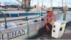  ??  ?? Keith White and his 14m (47ft) boat Marathon