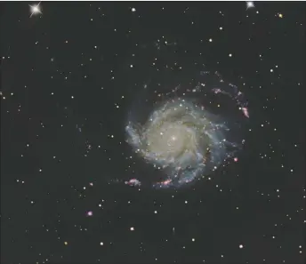  ?? GARY ZIENTARA/Mount Sangre Observator­y ?? M101 ‘Chambered Nautilus’ Galaxy imaged on April 29, 2020 at Mount Sangre Observator­y near Angel Fire, New Mexico. One hour 52 minutes total exposure time through red, green, blue, hydrogen alpha and oxygen III filters.