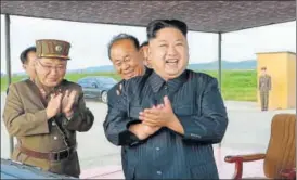  ?? REUTERS ?? Kim Jong Un during the launch of a Hwasong12 missile at an undisclose­d location.