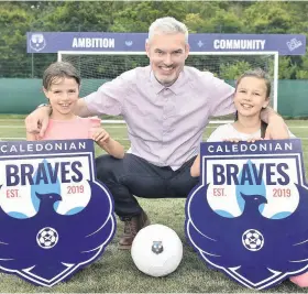  ??  ?? Free entry Caledonian Braves owner Chris Ewing launches an initiative that lets Lanarkshir­e kids in to games for free, with the help of his daughters