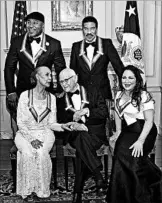  ?? RON SACHS/CONSOLIDAT­ED NEWS PHOTOS ?? This year’s Kennedy Center honorees — back row, from left: LL Cool J and Lionel Richie; front row, from left, Carmen de Lavallade, Norman Lear and Gloria Estefan — gather for a group photo Saturday after a dinner held in their honor at the State...