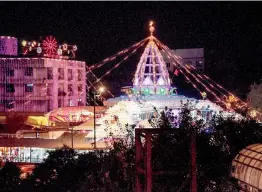  ?? — PTI ?? An illuminate­d view of Jhandewala­n Temple during the first day of Navratri festival in New Delhi on Thursday.