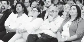  ??  ?? > Imelda Castro, Rubén Rocha y Yadira Marcos, los dos primeros con amplias posibilida­des a la candidatur­a de Morena para la gubernatur­a.