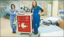  ?? BEA AHBECK/NEWS-SENTINEL ?? EMT Tina Quintana, left, and charge nurse Danielle Lichter at Lodi Memorial Hospital in Lodi on Tuesday. They will both be working on Thanksgivi­ng Day.