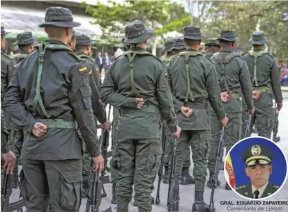  ?? GRAL. EDUARDO ZAPATEIRO Comandante del Ejército FOTO JUAN A. SÁNCHEZ ?? El presidente electo, Gustavo Petro, envió una carta a los militares y policías del país en la que les propone mejorar su calidad de vida. Desde Acore dicen que los quieren endulzar.