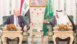  ??  ?? MAKKAH: Saudi King Salman Bin Abdulaziz Al-Saud (right) meets with Iraqi Prime Minister Haidar Al-Abadi in the holy city of Makkah. — AFP