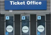 ?? ASSOCIATED PRESS FILE PHOTO ?? A closed ticket office is shown at Etihad Stadium where Manchester City were due to play Burnley in an English Premier League match on March 14in Manchester, England.