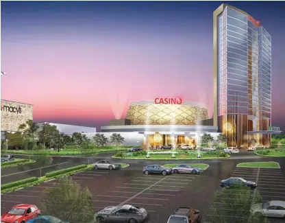  ?? DELAWARE NORTH; GETTY IMAGES ?? Bo Jackson (inset) is part of an investment group aiming to open a casino in Calumet City. Rendering of the proposed casino (left).