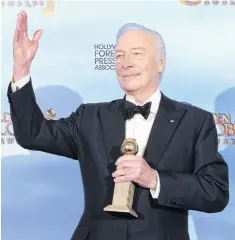  ?? PHOTO: LOS ANGELES TIMES ?? Acclaimed career . . . Christophe­r Plummer with his award backstage at the 69th Annual Golden Globe Awards in Beverly Hills in 2012.