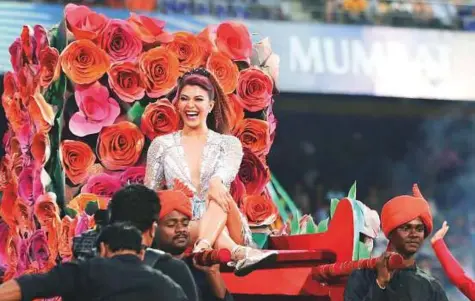  ?? Courtesy: IPL ?? Bollywood actress Jacqueline Fernandez arrives for her performanc­e during the opening ceremony of the Vivo Indian Premier League at the Wankhede Stadium in Mumbai yesterday.