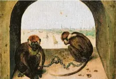  ??  ?? Foto: © Staatliche Museen zu Berlin, Christoph Schmidt „Zwei angekettet­e (Kapuziner-)Affen“aus dem Jahr 1562 von Pieter Bruegel dem Älteren.