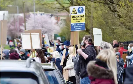  ?? Pictures: Pete Stonier ?? PROTEST: Hundreds of local residents protest outside Red Industries Walleys Quarry on Saturday.