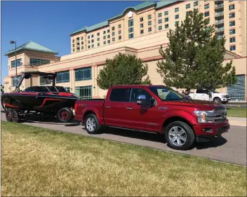  ?? PHOTOS BY RICHARD RUSSELL/WHEELS ?? The 2018 Ford F150 Power Stroke diesel can tow up to 11,400 pounds.